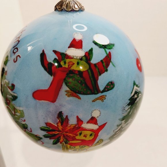 Pier 1 Li Bien "Merry Christmas" Reverse Painted Glass Christmas Ornament 2013 - Picture 3 of 8